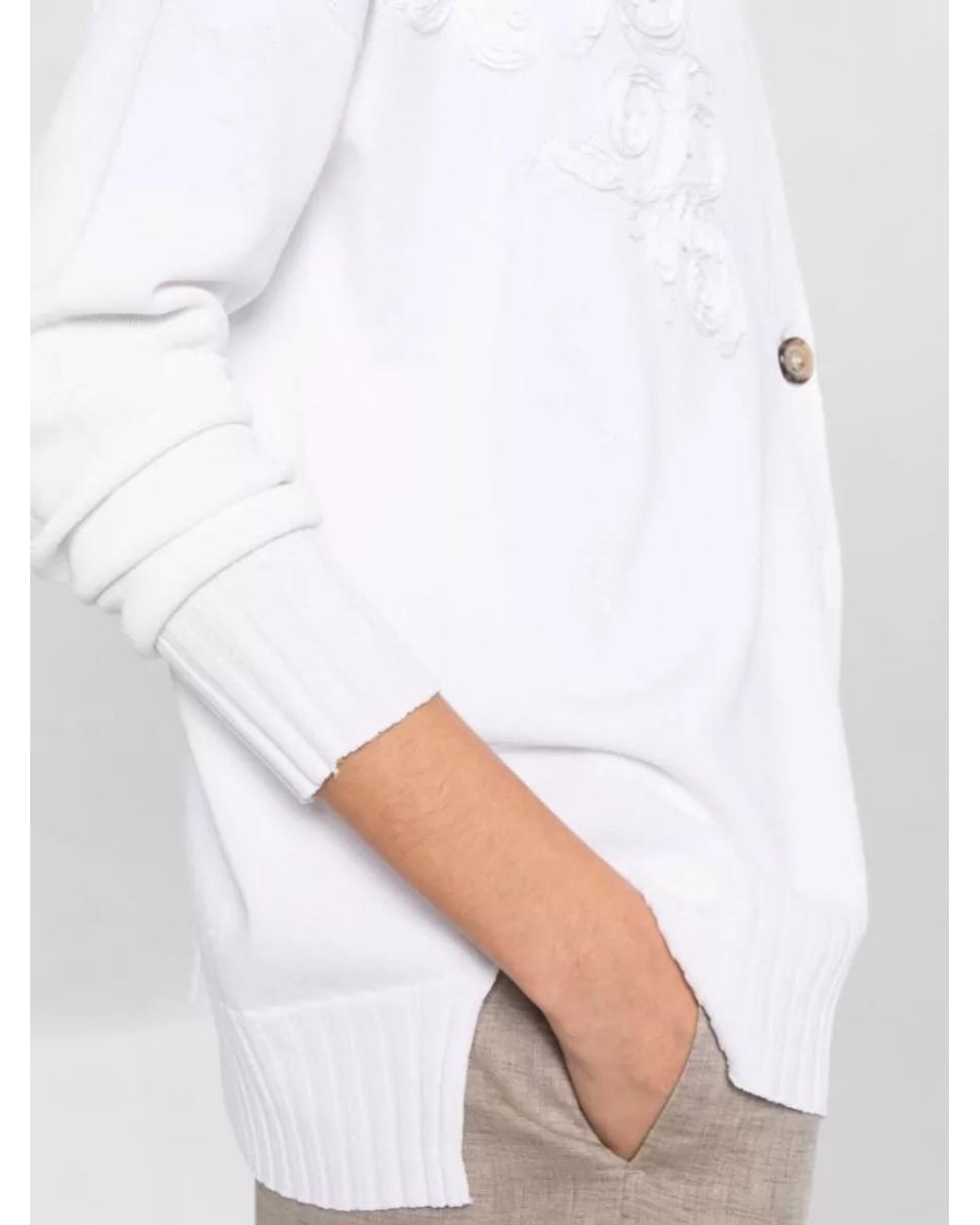 ERMANNO FIRENZE White V-Neck Cardigan