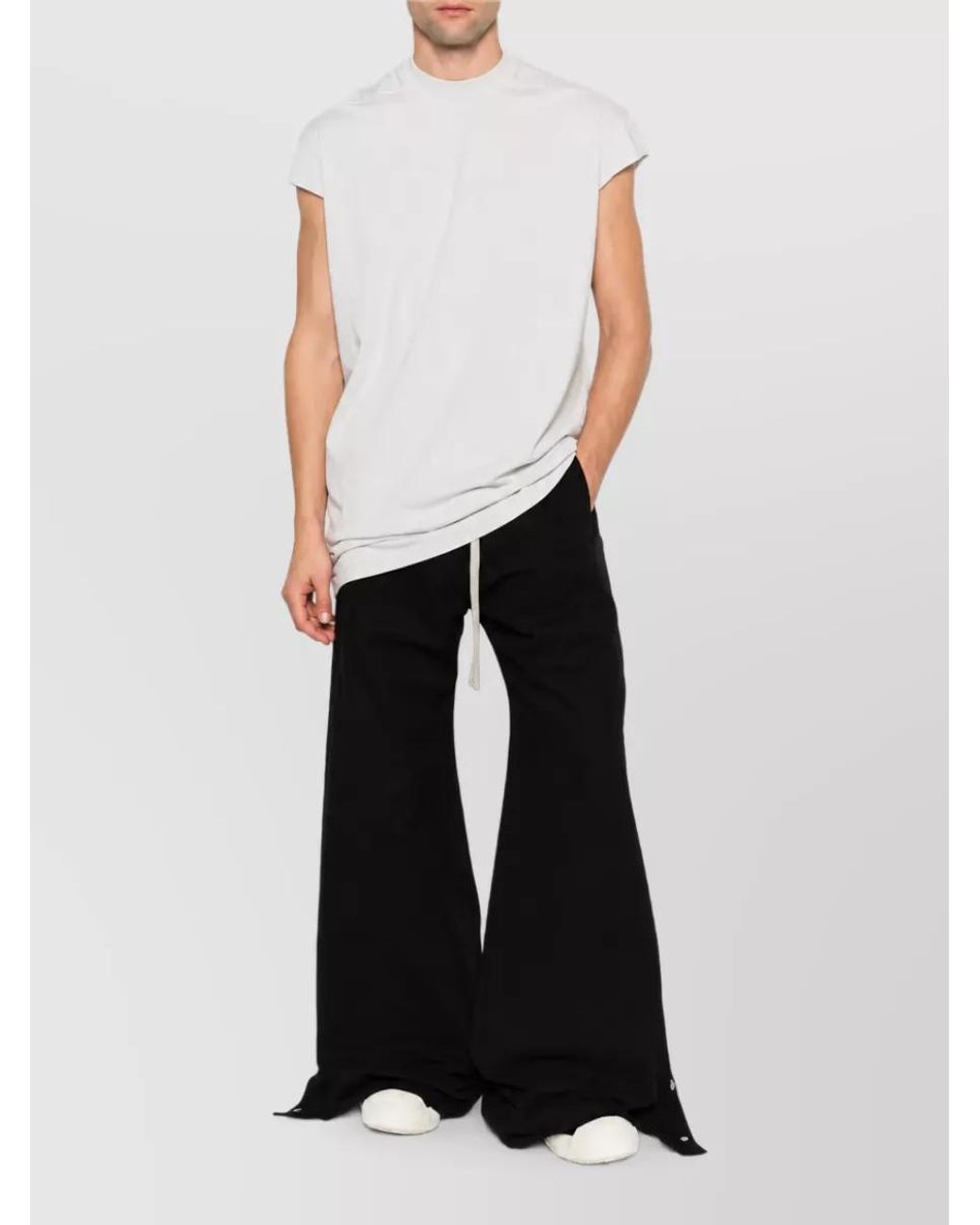 Rick Owens White Ribbed Sleeveless T-Shirt for men