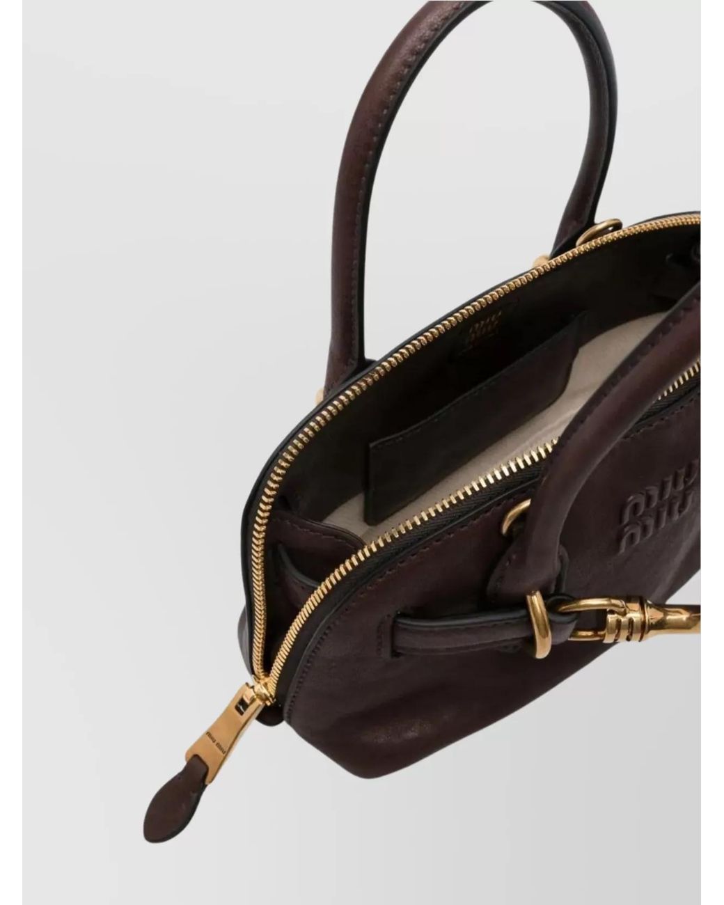 Miu Miu Brown Matelassé Mini Lamb Leather Shoulder Bag
