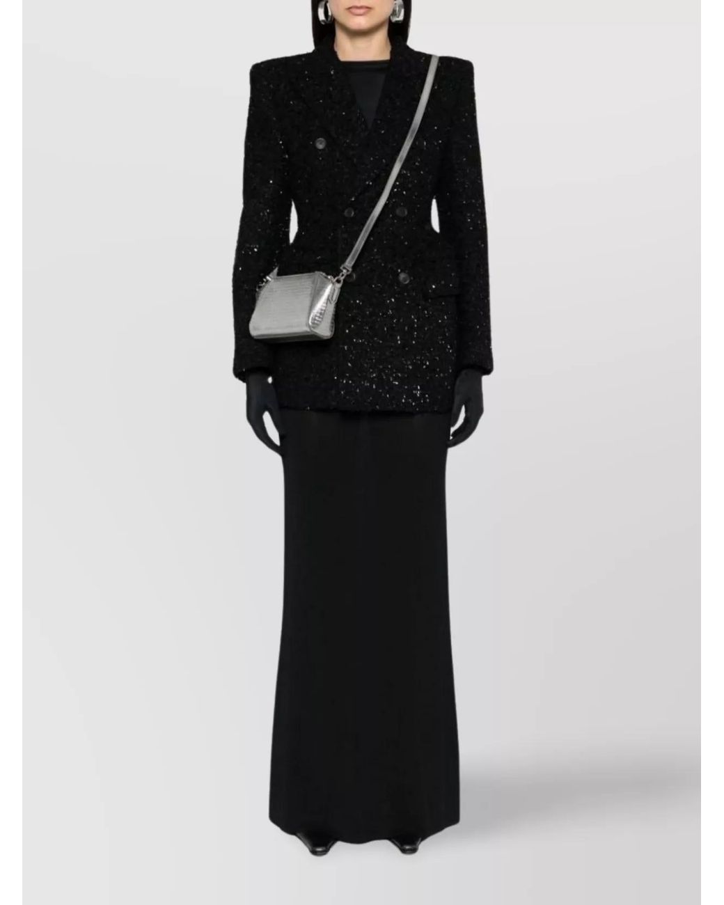 Balenciaga Black Bouclé Oversized Double-Breasted Blazer