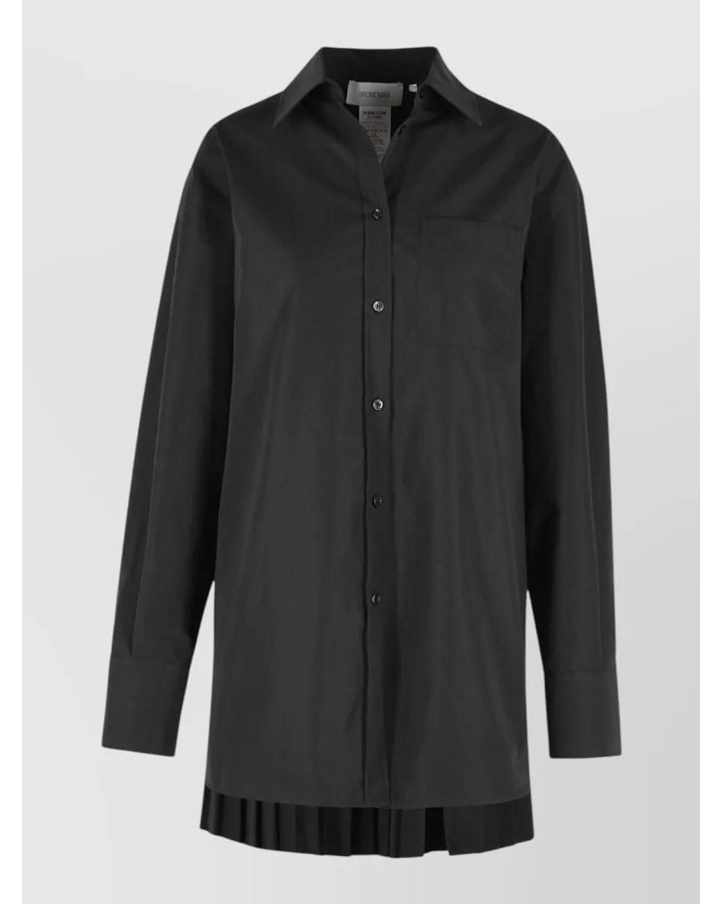 Sportmax Black Cotton-Blend Shirt Mini Dress