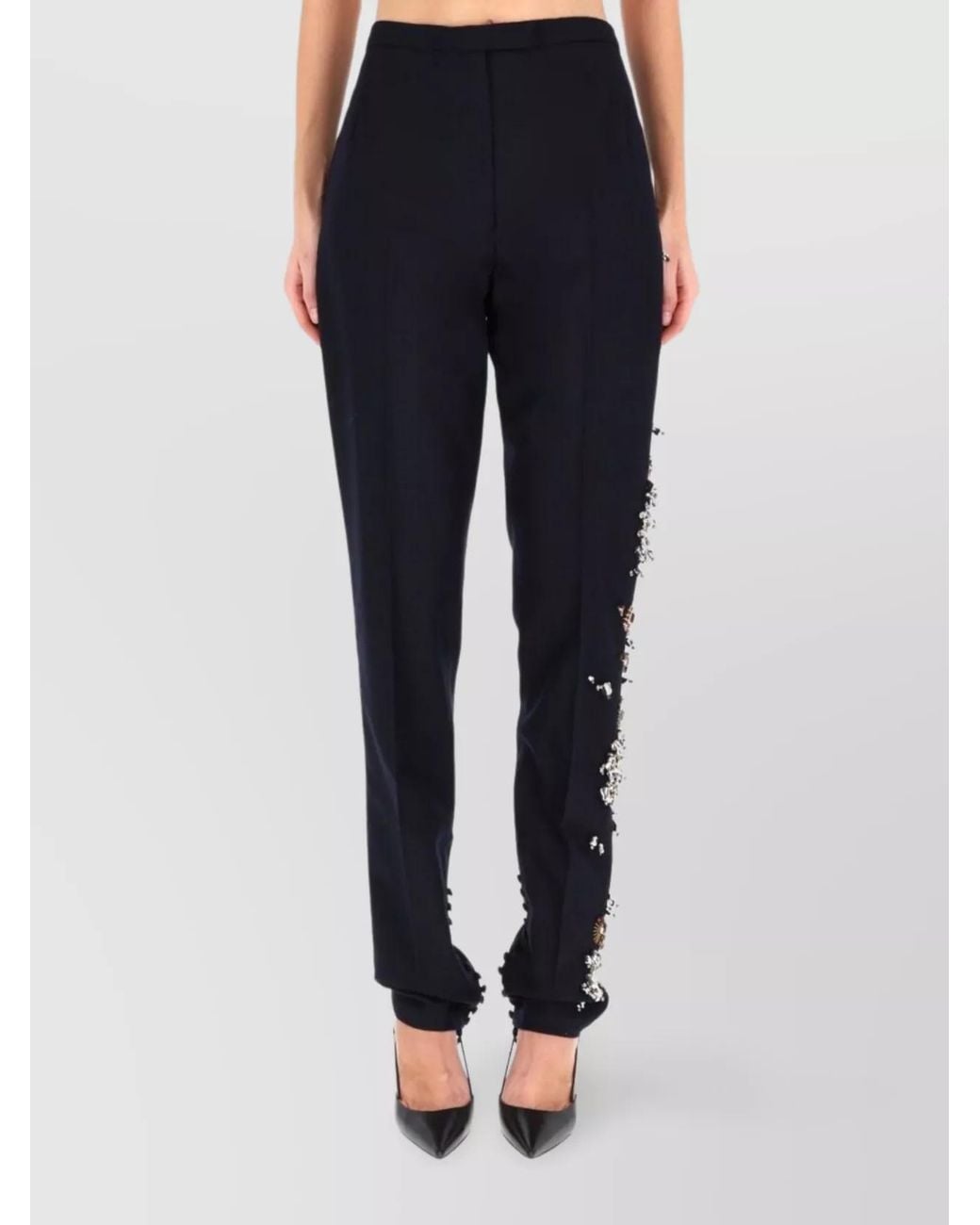 Dries Van Noten Blue Wool Slim-Fit Trousers