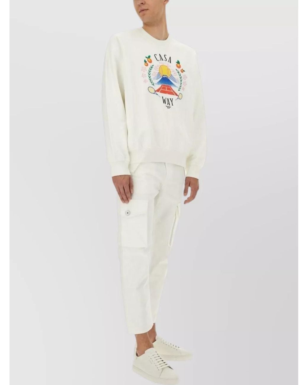 Casablanca White Cotton Casa Way Mountain Sweatshirt for men