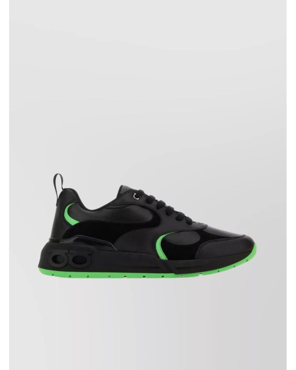 Ferragamo Black Leather Low-Top Sneakers for men