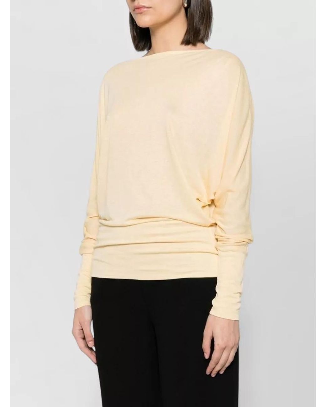 Totême Natural Viscose Boat Neck Blouse
