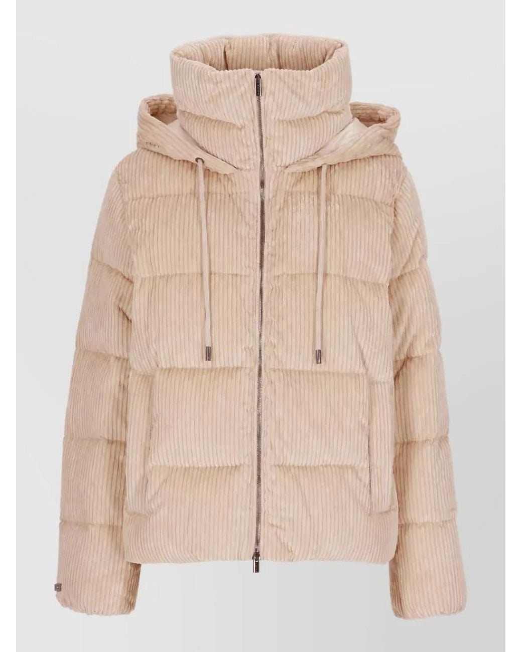 Peserico Natural Quilted Hooded Down Parka Coat
