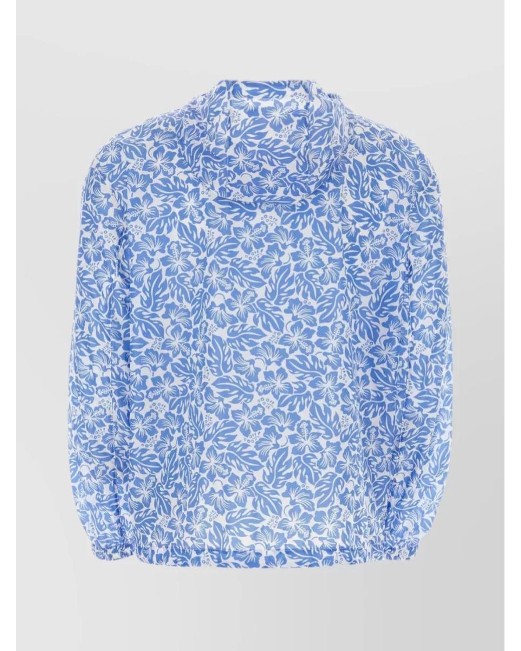 Prada Blue Hooded Floral Nylon Windbreaker for men