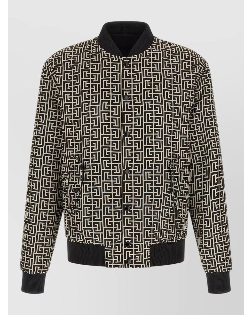 Balmain Monogram Reversible Bomber Jacket Geometric Pattern in Grey for ...