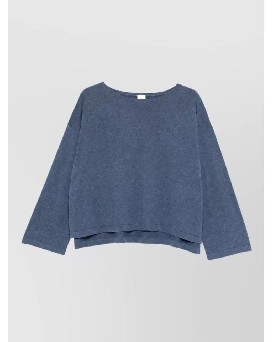 C.t. Plage Blue Cotton Boat Neck Long Sleeve Sweatshirt