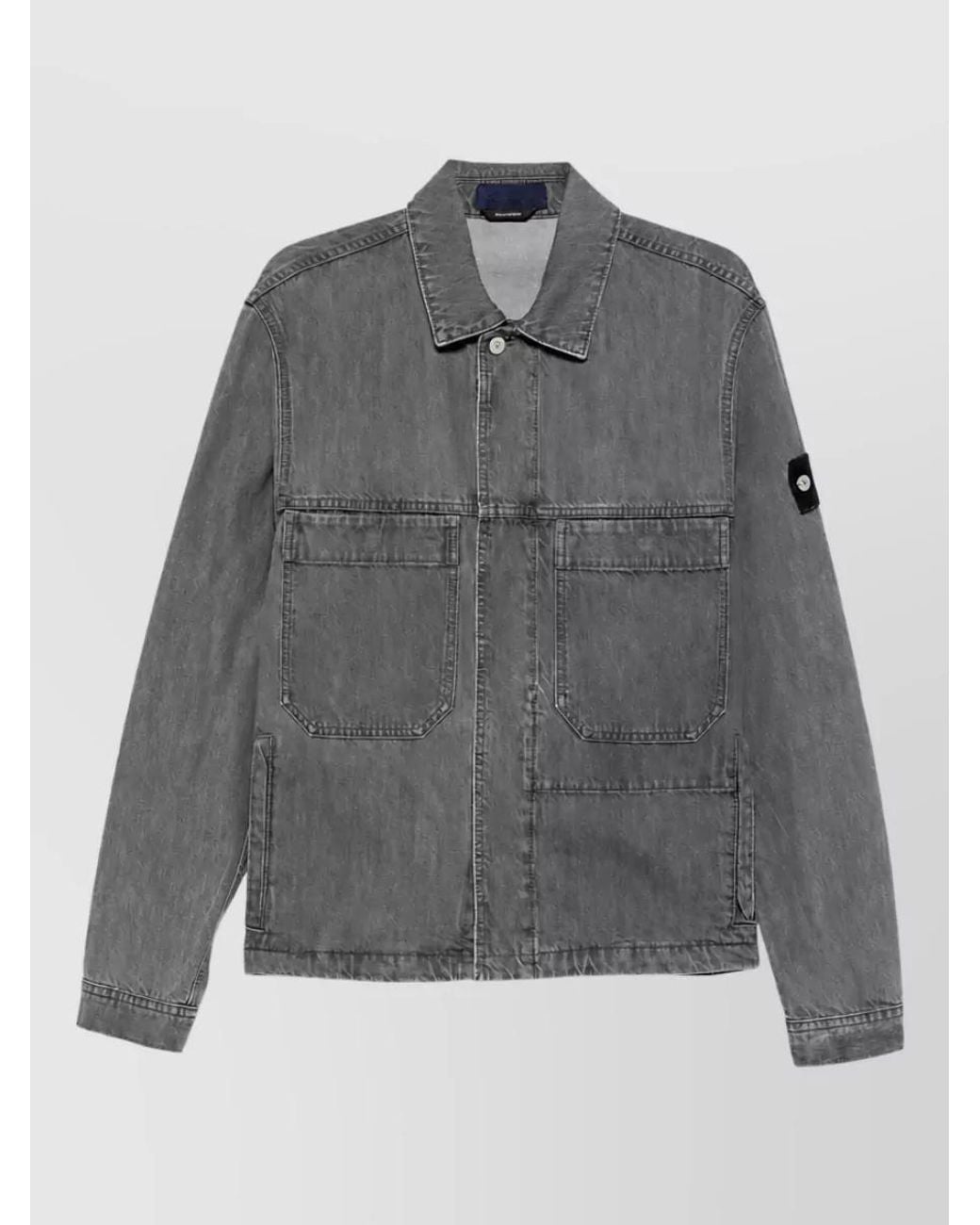 Stone Island Gray Denim Jacket for men