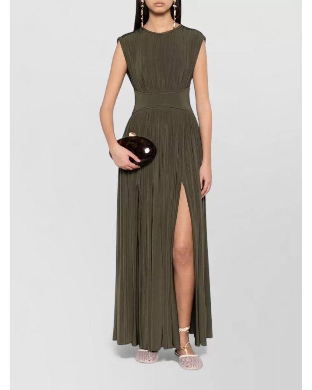 Zimmermann Green Pleated Sleeveless Maxi Dress