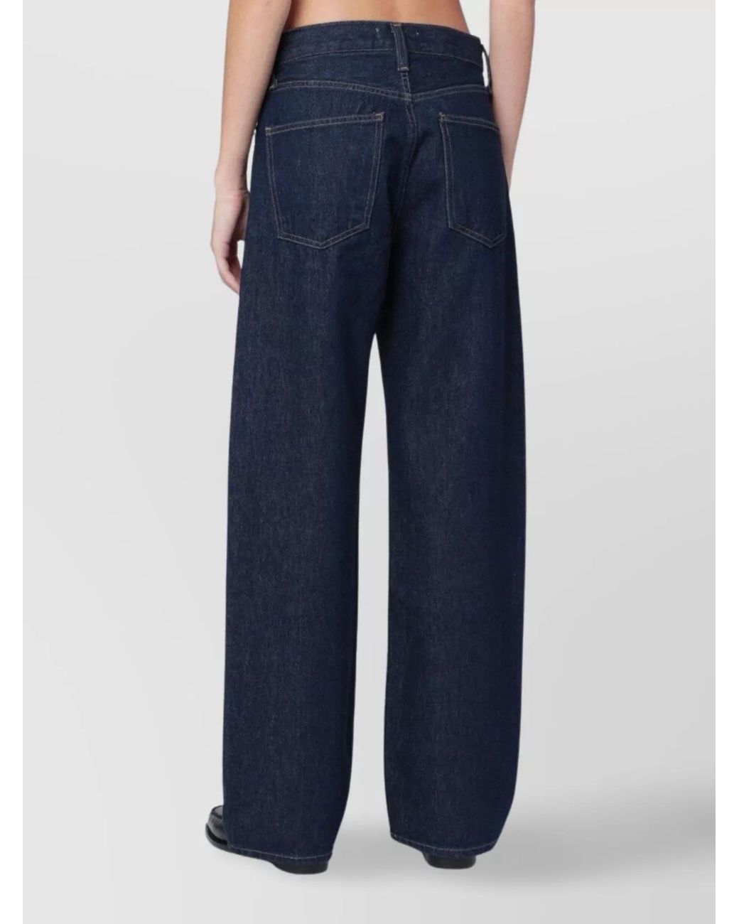 Agolde Blue Cotton High-Rise Wide-Leg Jeans
