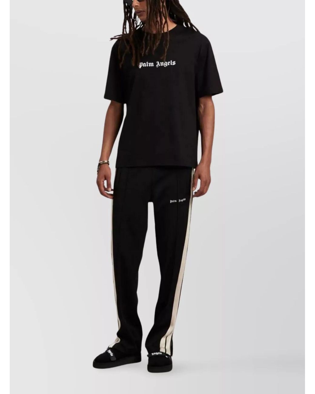 Palm Angels Black Slim-Fit Logo-Print Cotton T-Shirt for men