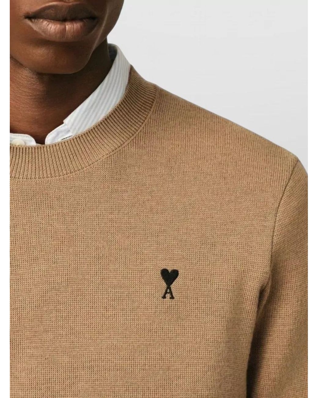 AMI Natural Wool Crewneck Sweater for men