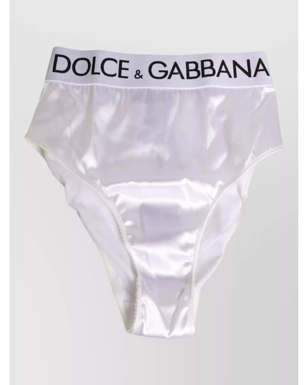 Dolce & Gabbana White Satin High-Waist Briefs