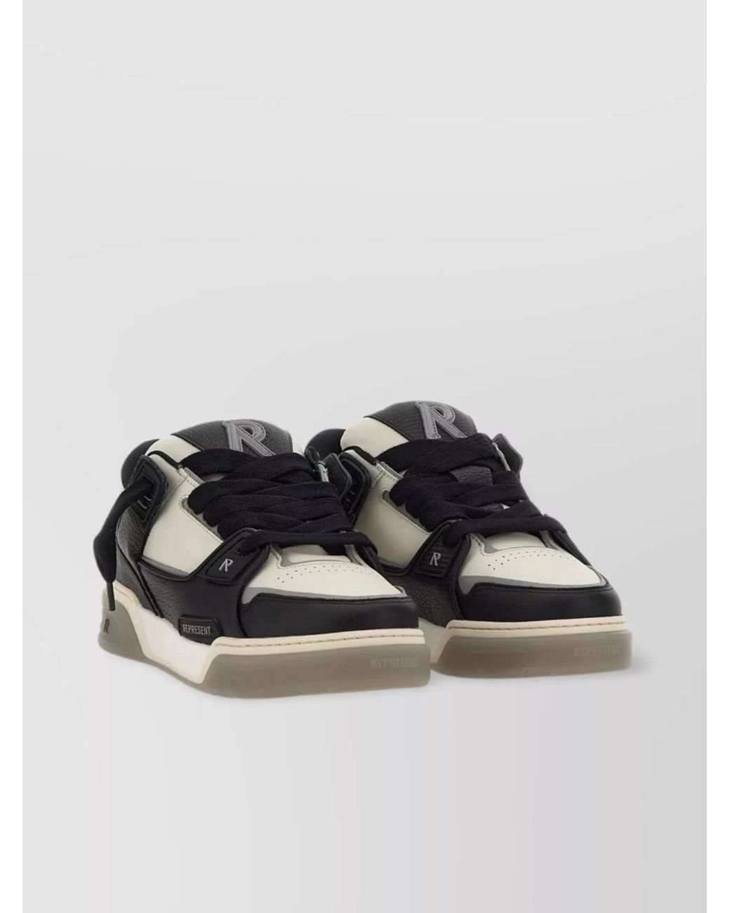 Represent Black Calf Leather Low-Top Sneakers for men