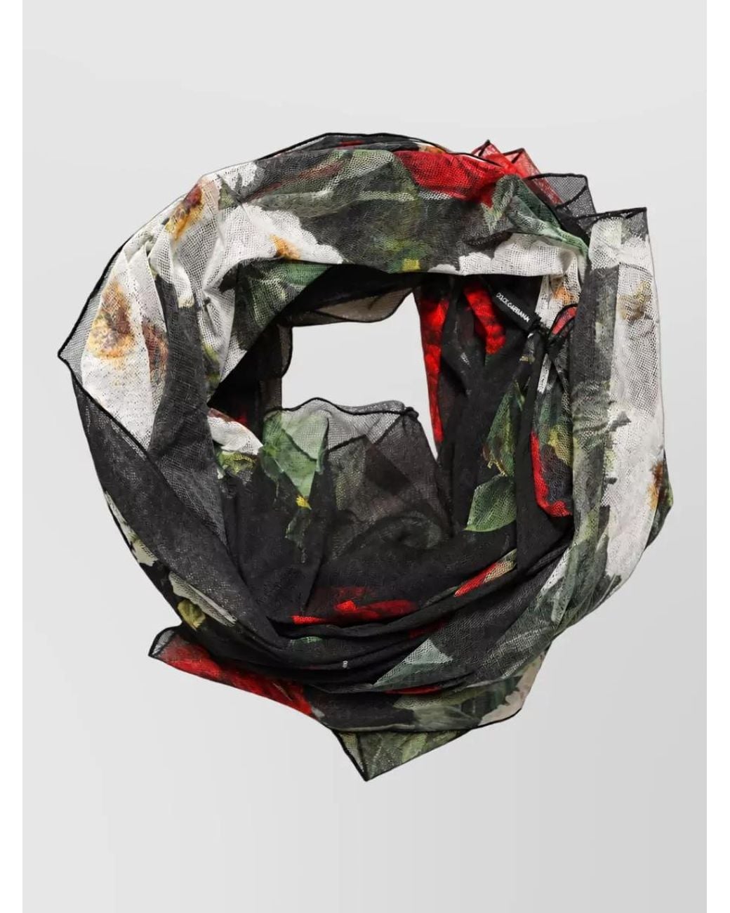 Dolce & Gabbana Gray Cotton Floral-Print Scarf