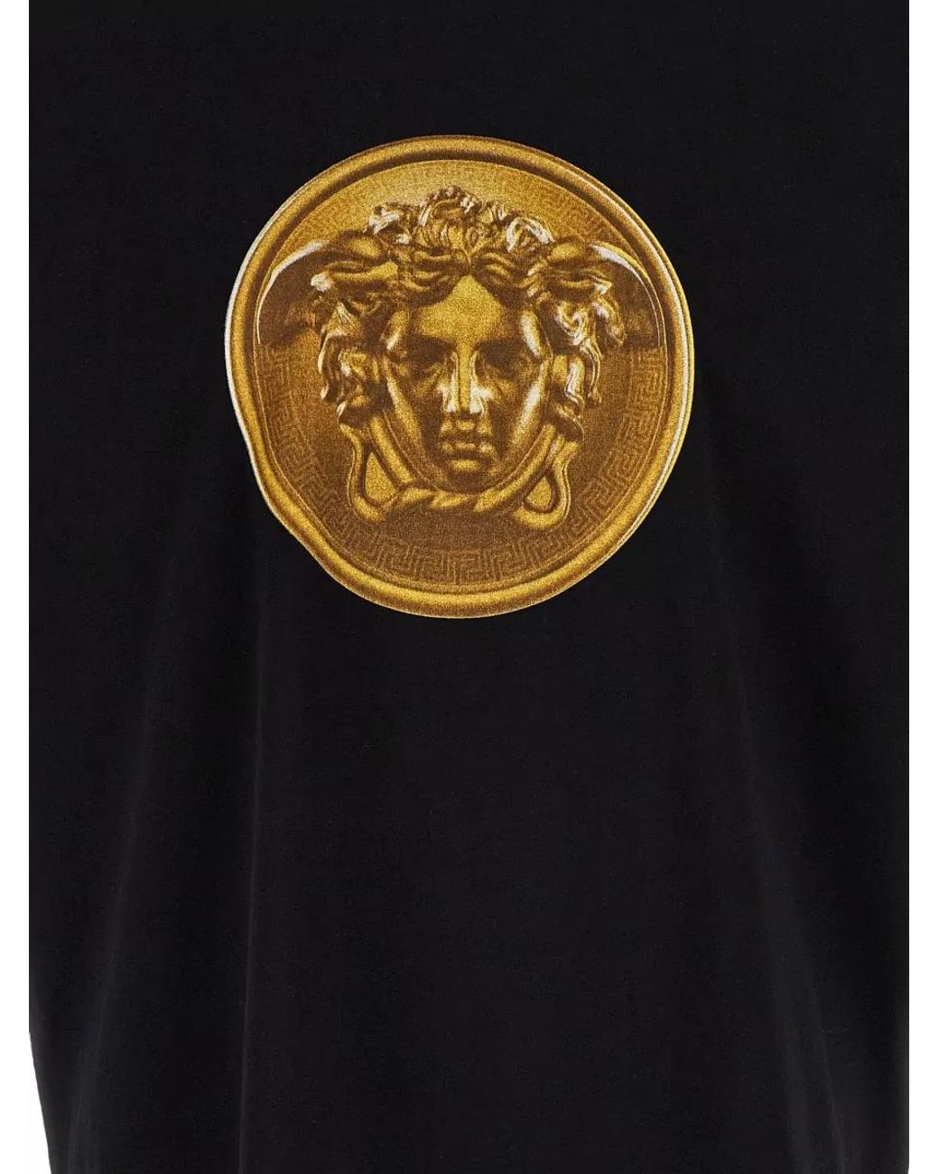 Versace Black Cotton Printed Crew-Neck Short-Sleeve T-Shirt for men