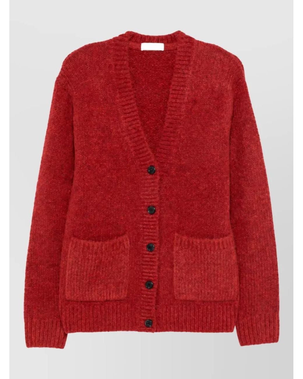 Dries Van Noten Red Alpaca-Blend Oversized V-Neck Cardigan
