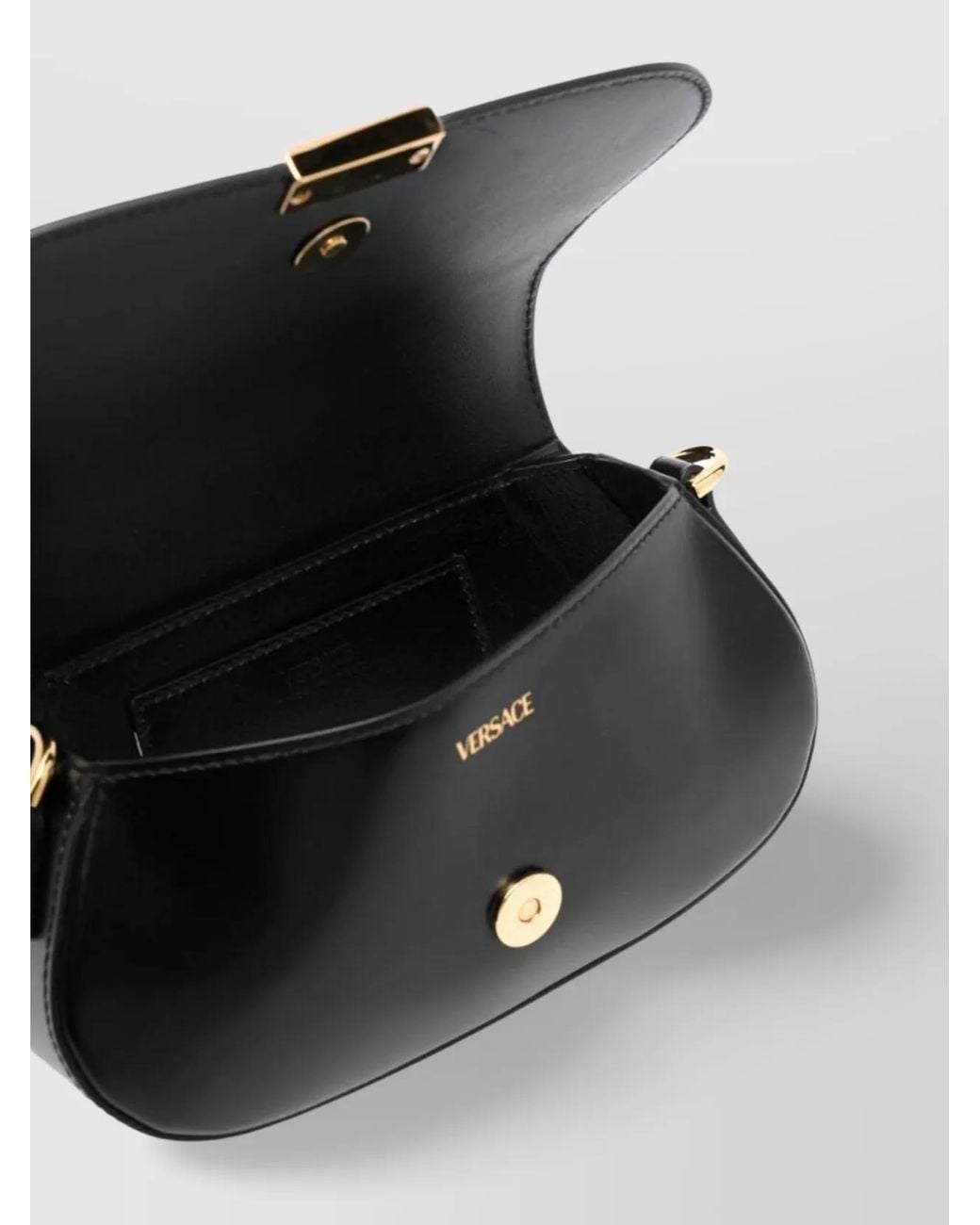 Versace Black Greca Goddess Mini Leather Shoulder Bag