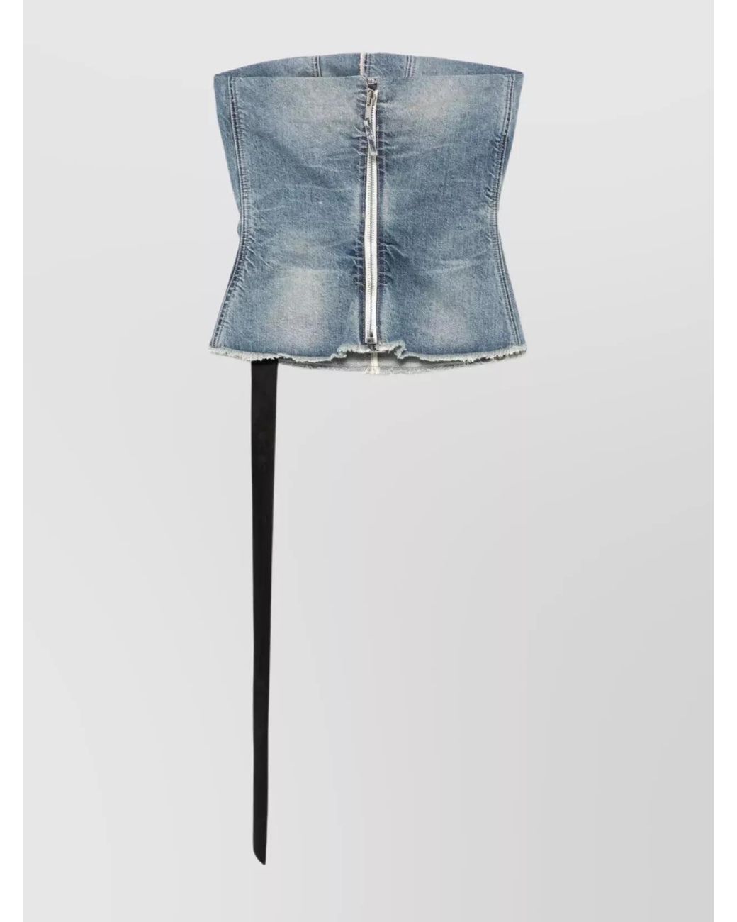 Rick Owens Blue Denim Strapless Bustier Top