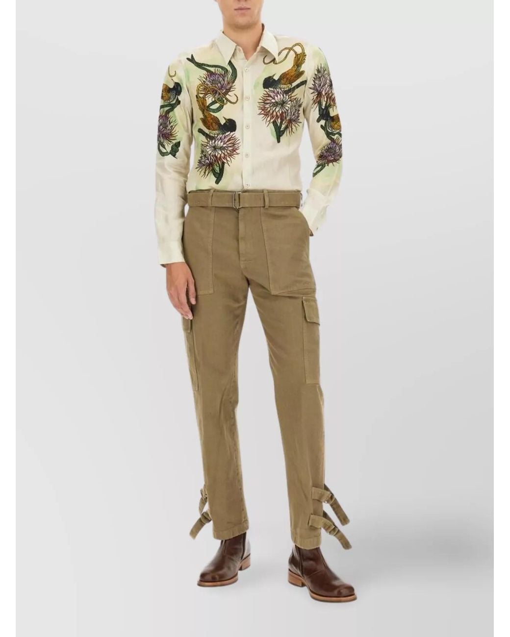 Dries Van Noten Natural Printed Slim-Fit Shirt for men
