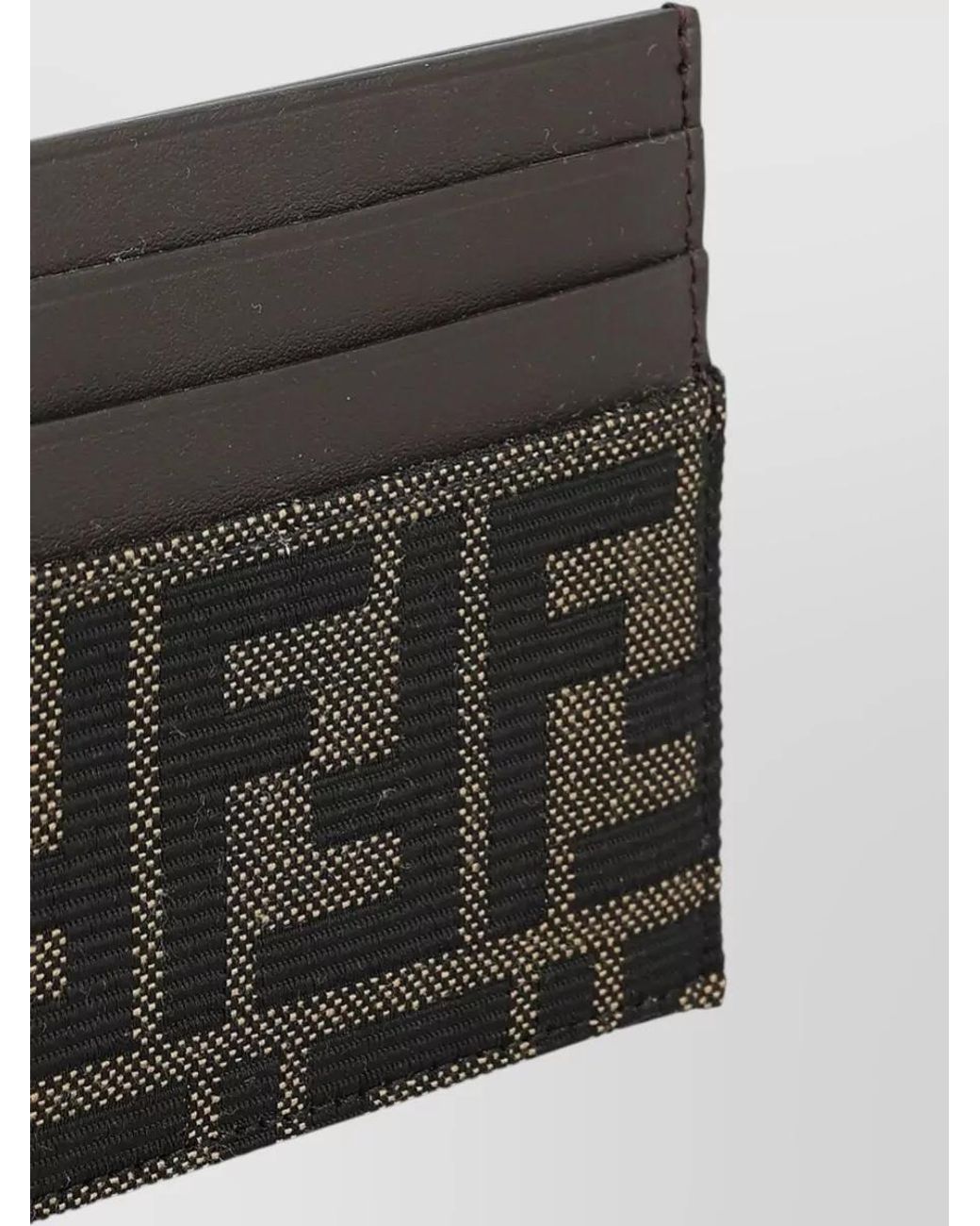 Fendi Black Leather Ff Jacquard Card Holder for men