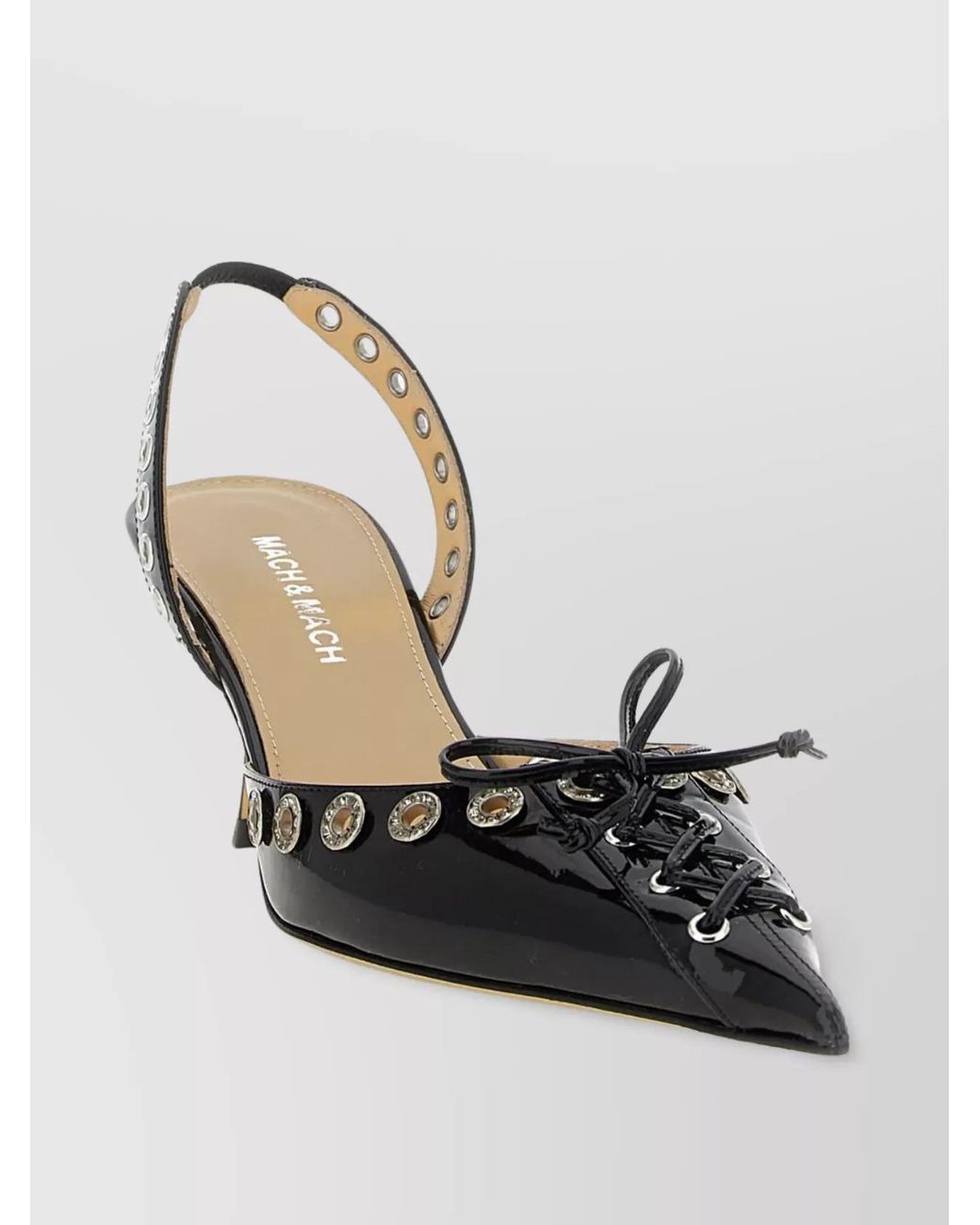 Mach & Mach Metallic Leather Crystal-Embellished Slingback Pumps