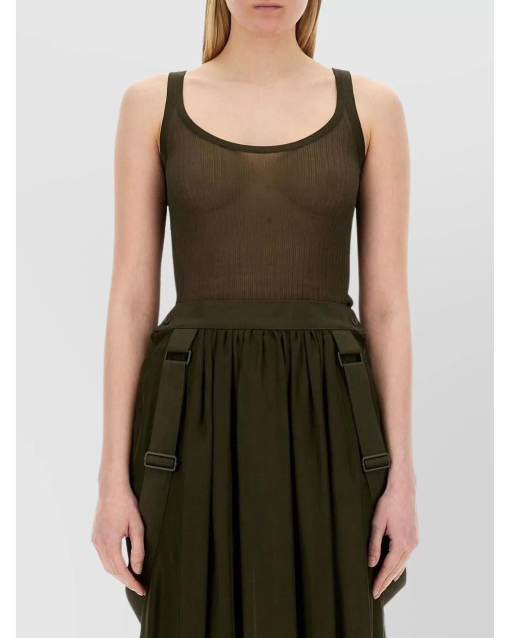 Max Mara Green Silk Slim-Fit Tank Top