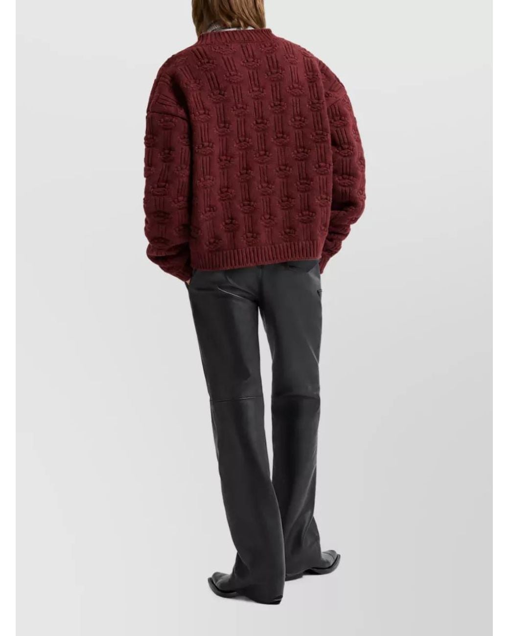 Marni Black Leather Straight Leg Belted Trousers for men