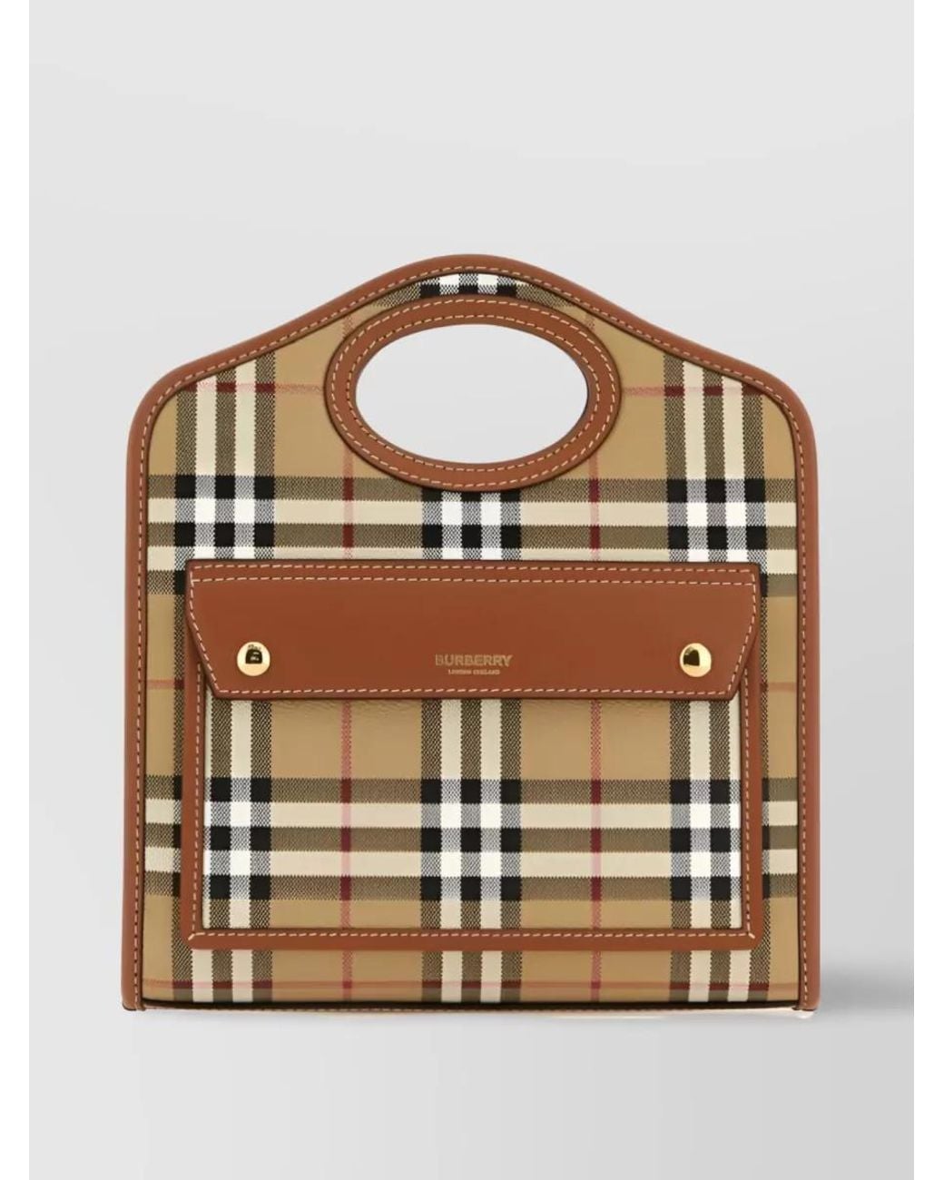 Burberry Brown Checked Mini Tote Bag