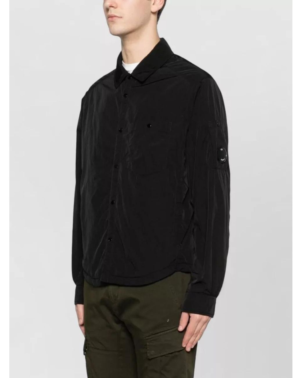 C P Company Black Nylon Padded Overshirt for men