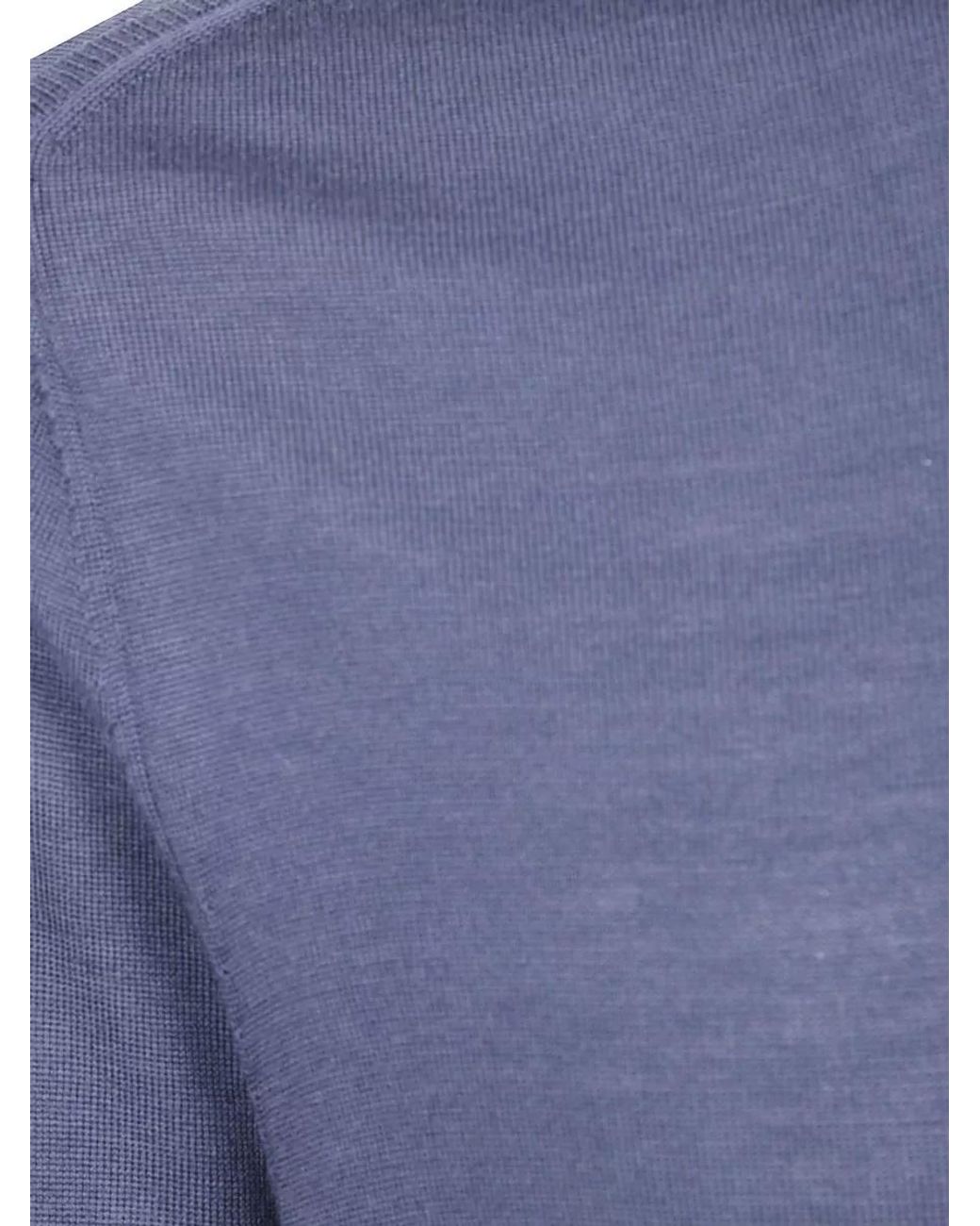 Paul Smith Blue Merino Wool Fine-Knit Crew-Neck Long-Sleeve Sweater for men