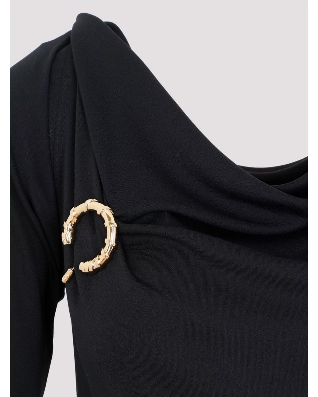 Lanvin Black Draped Asymmetric Long-Sleeve Midi Dress