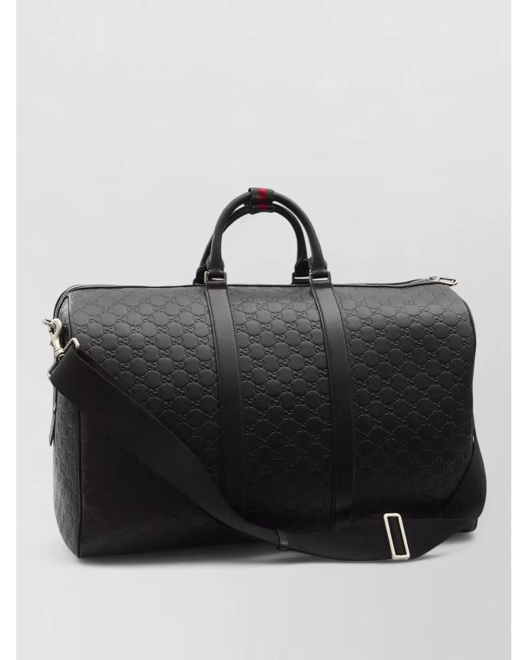 Gucci Black Gg Enblem Large Leather Duffle Bag