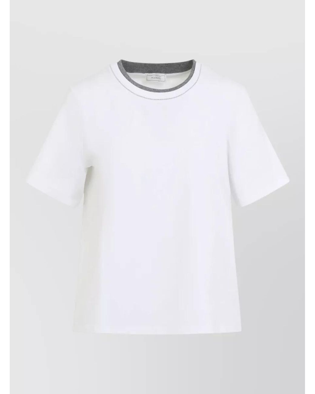 Peserico White Cotton Jersey Crew Neck Short Sleeve T-Shirt