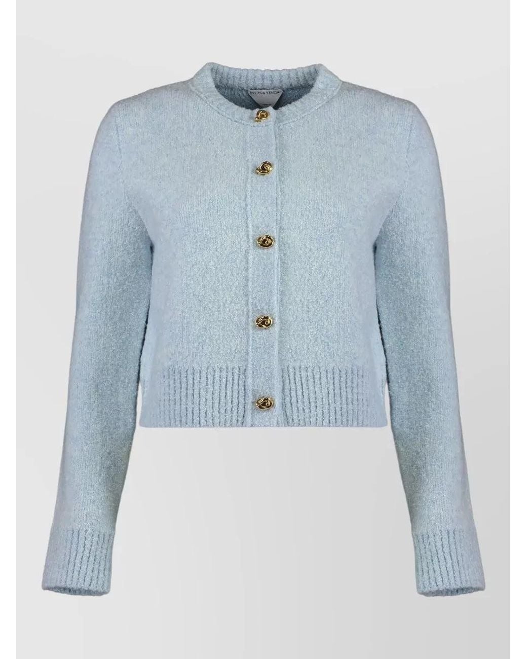 Bottega Veneta Blue Bouclé Wool Cardigan