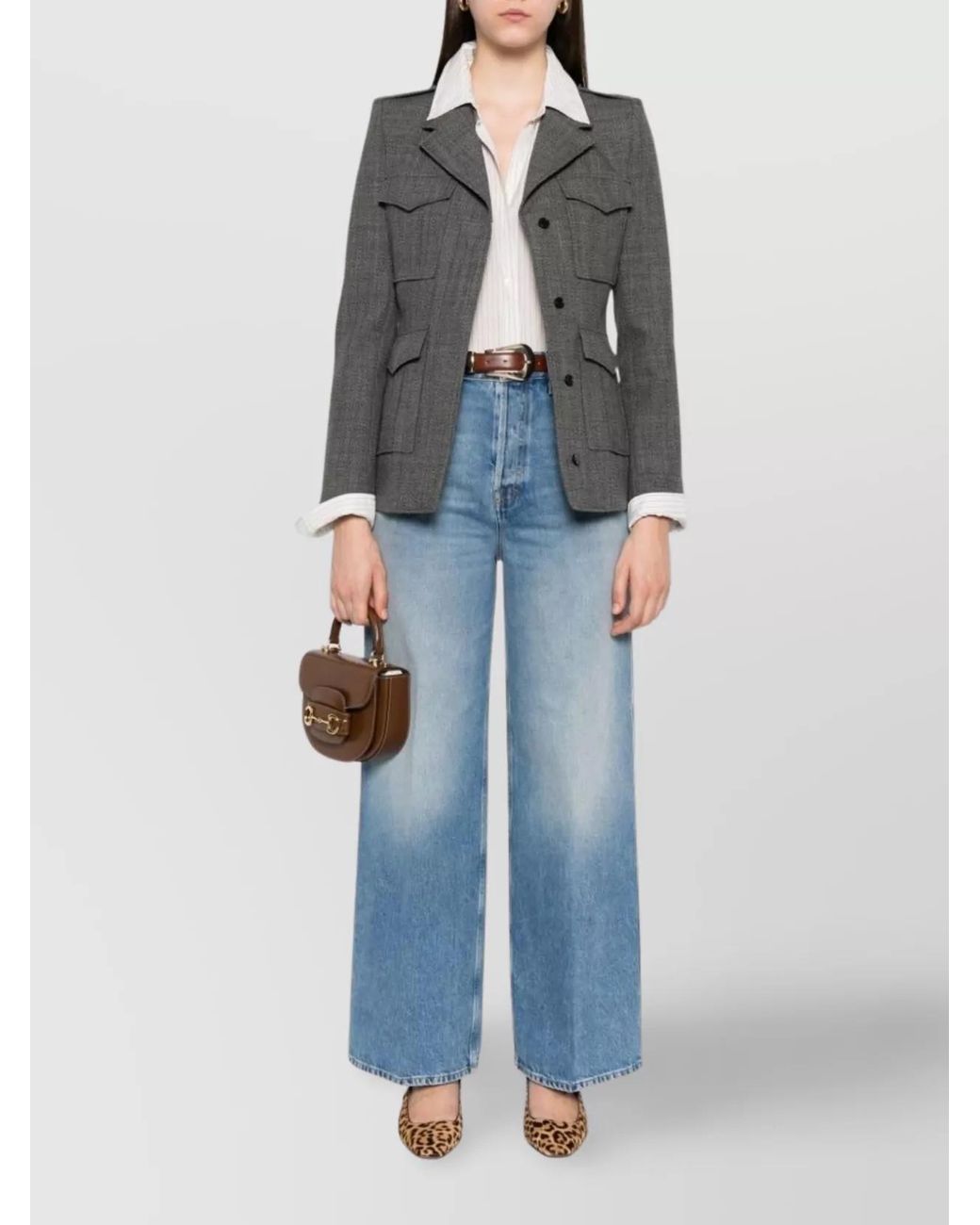 Gucci Blue Denim High-Rise Wide-Leg Trousers