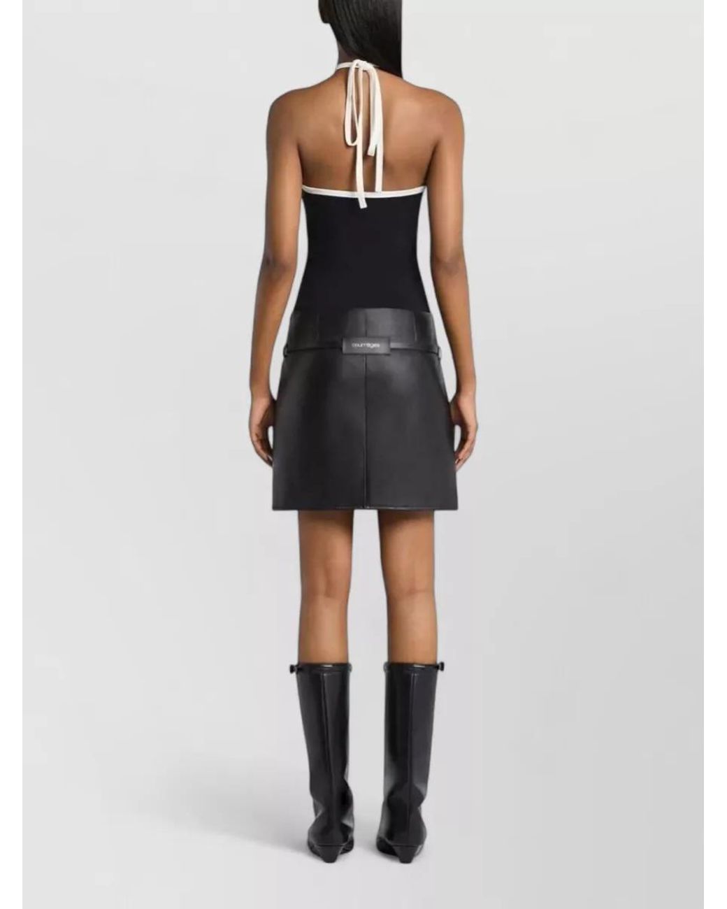 Courreges Blue Tie Back Halter Neck Contrast Tank Top