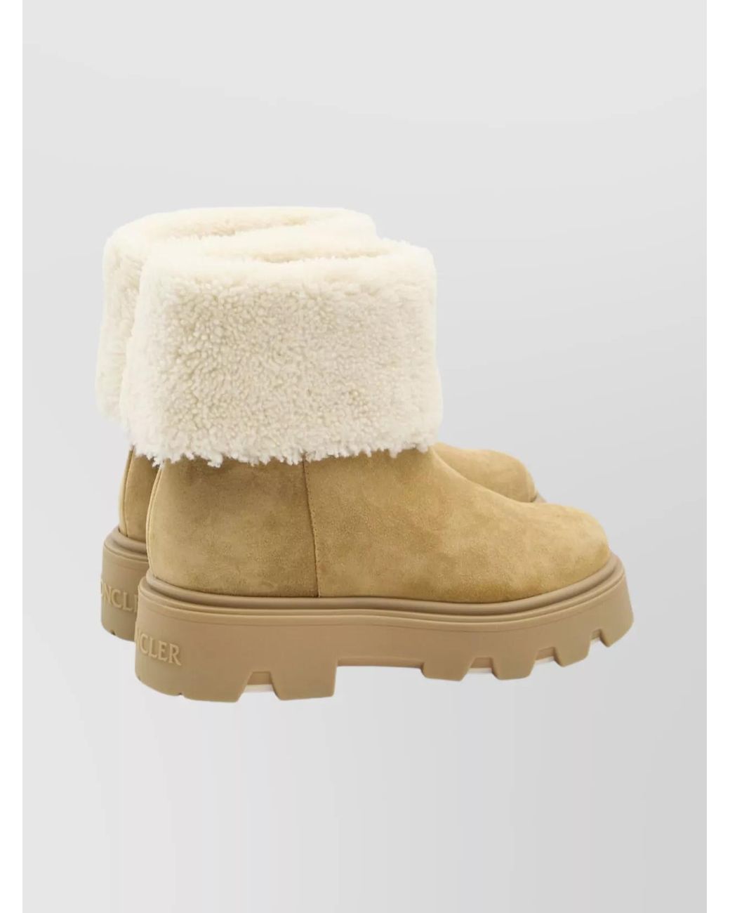 Moncler Natural Shearling And Leather Ankle Boots