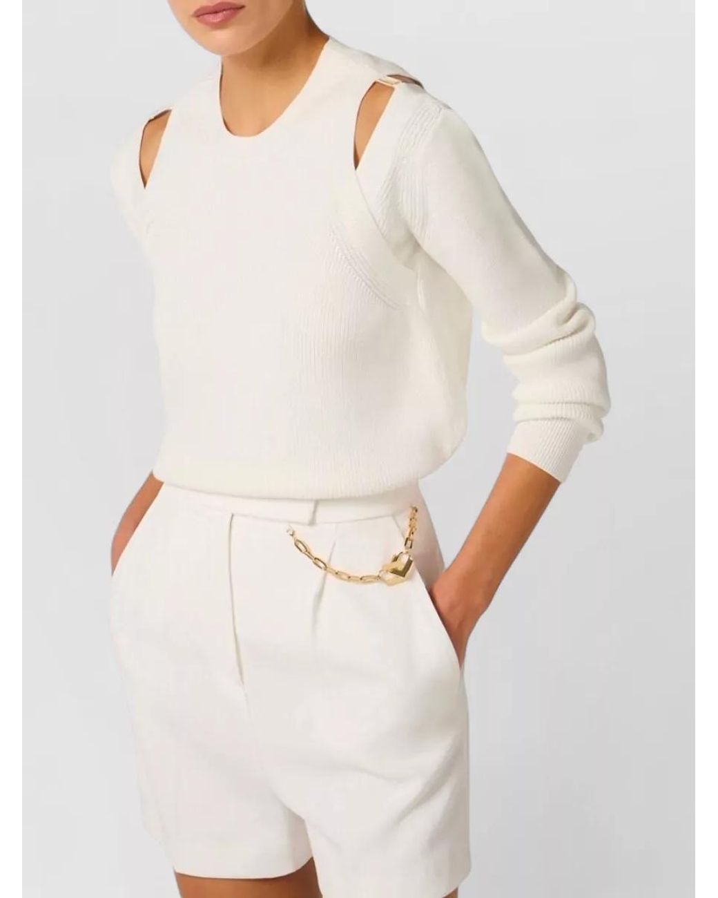 Elisabetta Franchi White Cutout Knit Sweatshirt