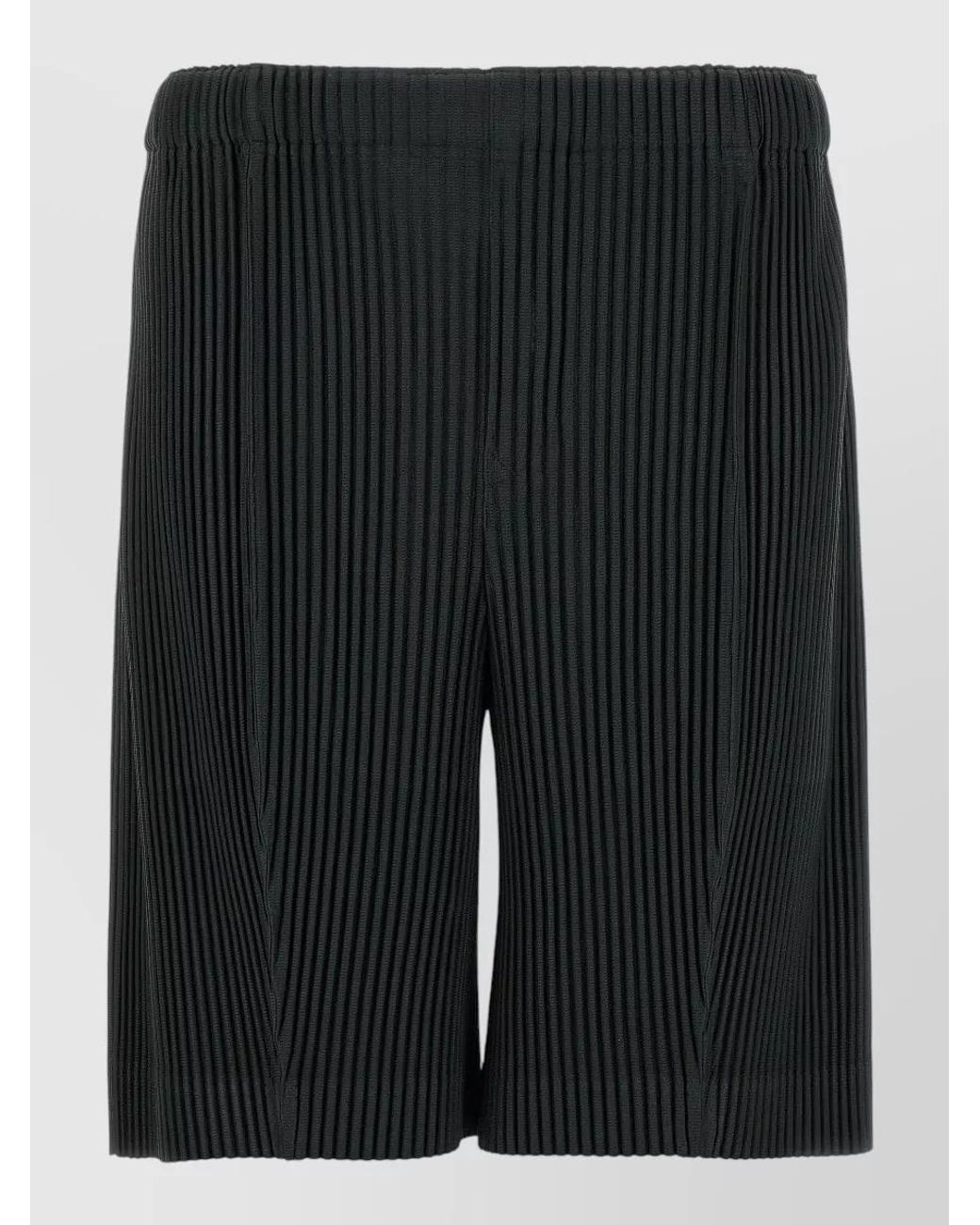 Homme Plissé Issey Miyake Black Pleated Wide-Leg Knee-Length Cropped Trousers for men