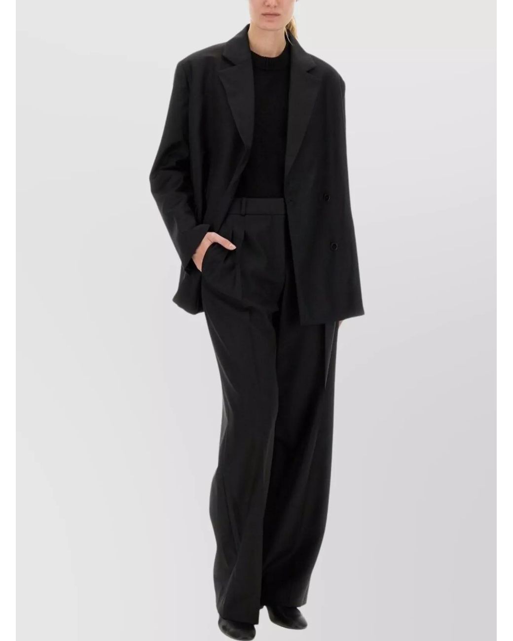 Loulou de Saison Black Virgin Wool Wide-Leg Trousers