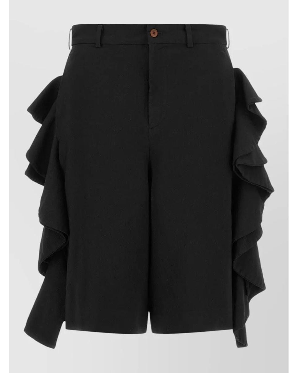 Comme des Garçons Black Wide-Leg Ruffled Cropped Trousers for men
