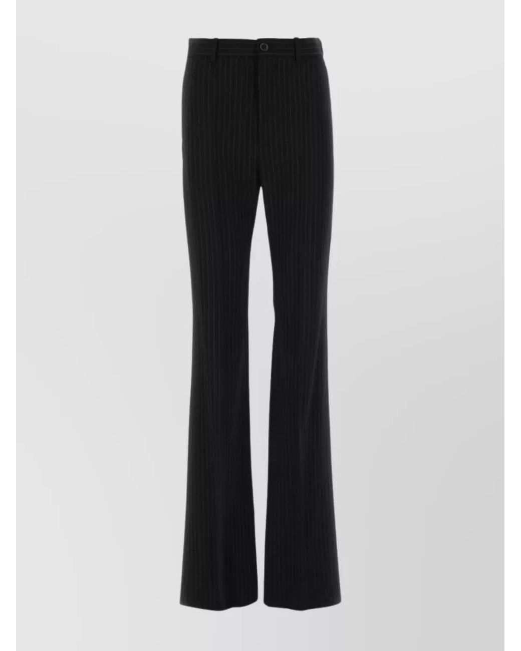 Balenciaga Black Pinstriped Straight Leg Trousers