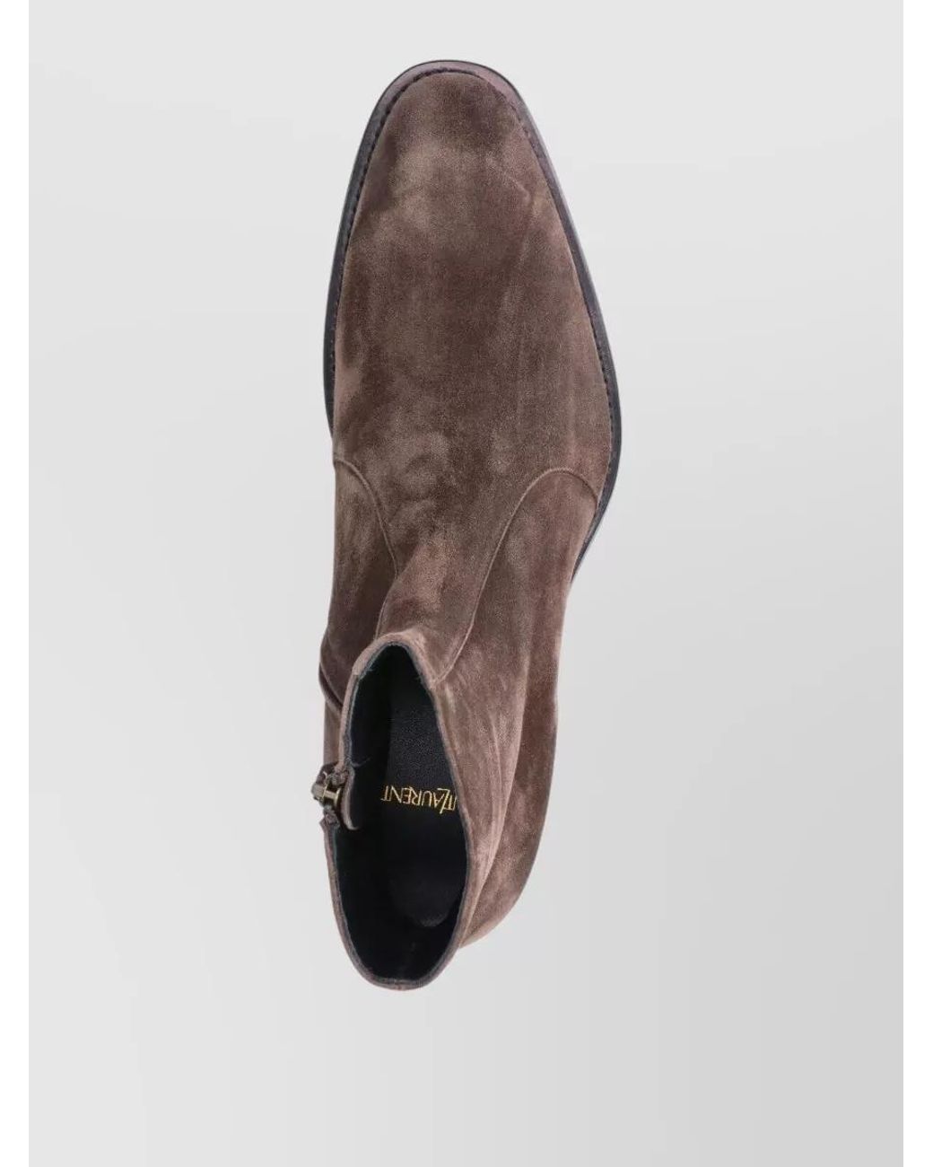 Saint Laurent Brown Leather Ankle Boots for men