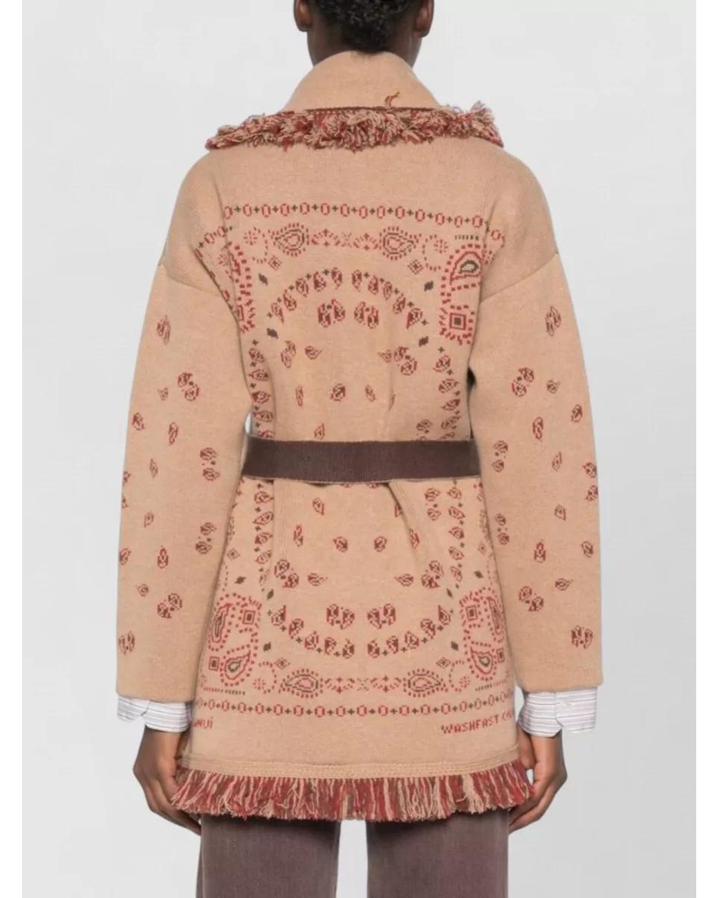 Alanui Brown Cashmere Jacquard Belted Cardigan