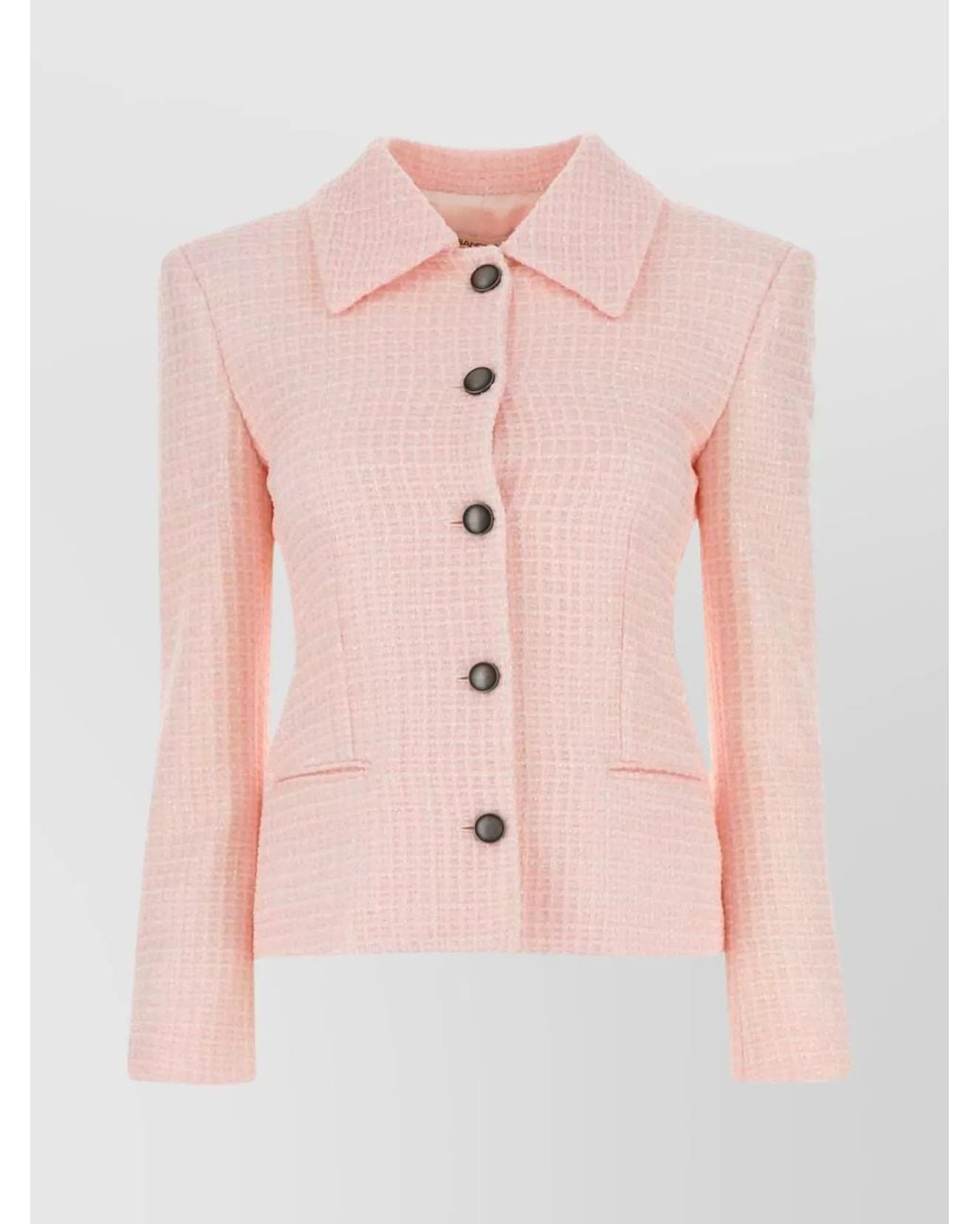 Alessandra Rich Pink Sequin Checked Tweed Jacket