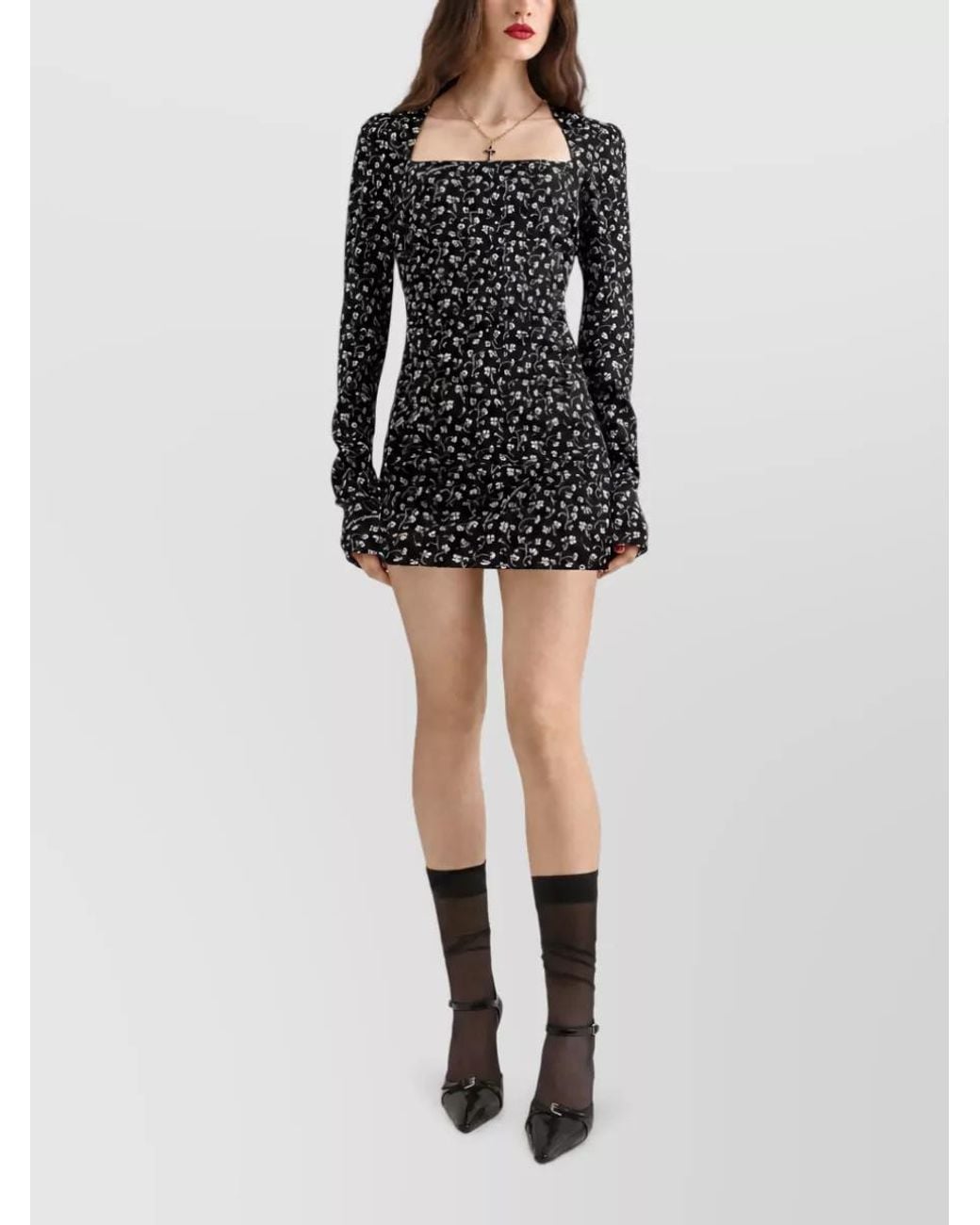 Dolce & Gabbana Black Printed Silk Mini Dress