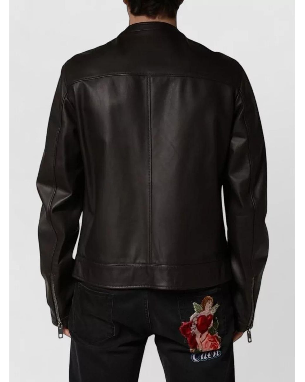 Dolce & Gabbana Black Leather Biker Jacket for men